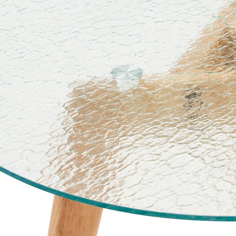 Keirsten Round Glass Dining Table, Modern Leisure Accent Table