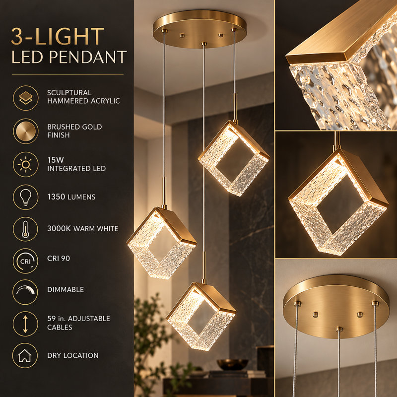 Zeinab 3 - Light Iron Dimmable LED Novelty and Rectangle Chandelier