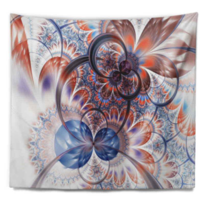 Tapisserie fleur abstraite à fleur symétrique, H 68 po x l 80 po
