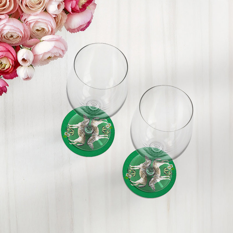 Sous-verres ronds en cuir végétalien zèbre, Kelly