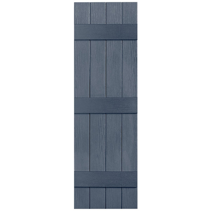 Paire de volets en vinyle fermés à trois lattes et quatre planches, 42 po, Indigo