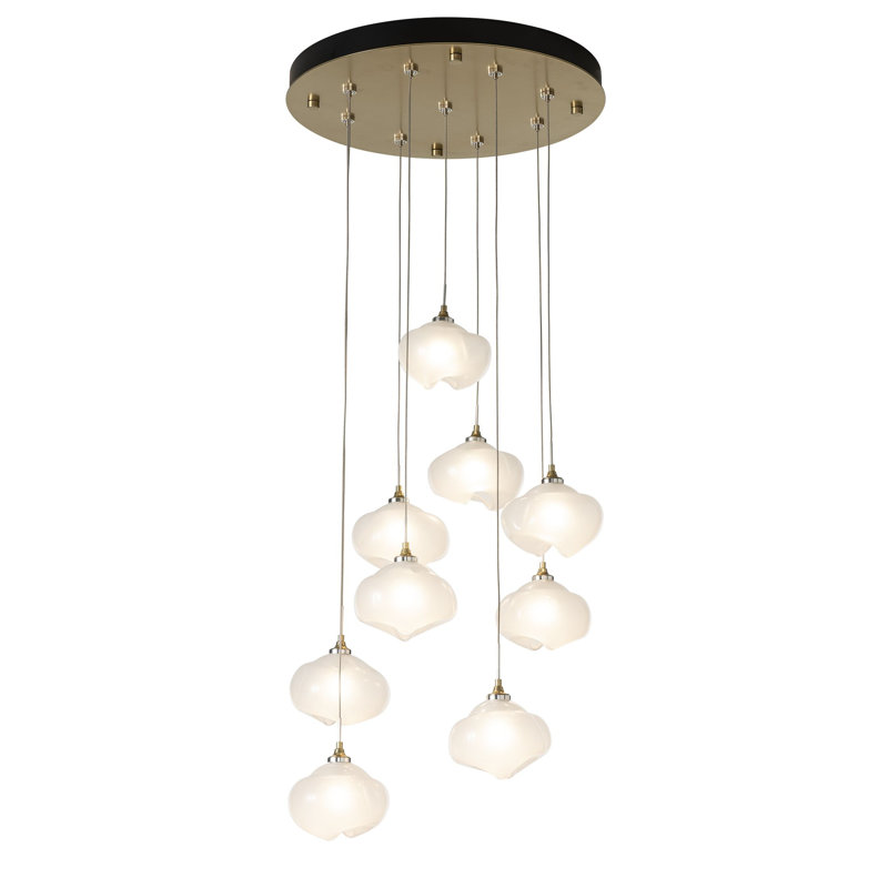 Ume 9 - Light Cluster Geometric Pendant, Dark Smoke, Frosted, 10" - 80"