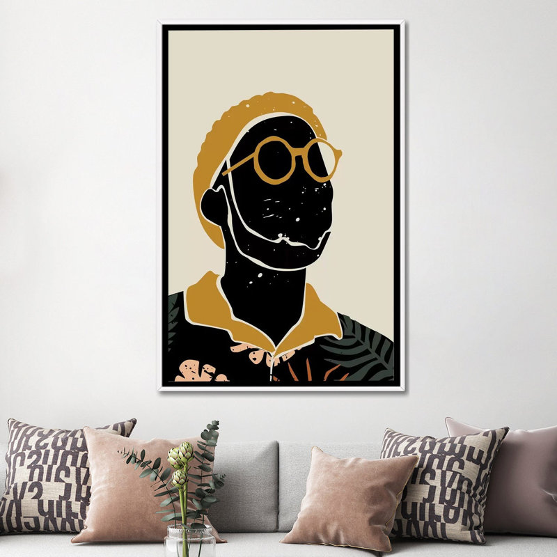 «Black Hair VIII», reproduction d'impression, H 40 po x l 60 po x 1,5 po, Toile blanche encadrée, Pas de tapis