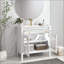 Lavabo de salle de bain de style Mid-Century avec verre à motif et bande lumineuse à capteur de mouvement, lavabo de salle de bain autoportant Farmhouse avec rangement, meuble-lavabo haut de gamme (robinet non inclus)-632656077