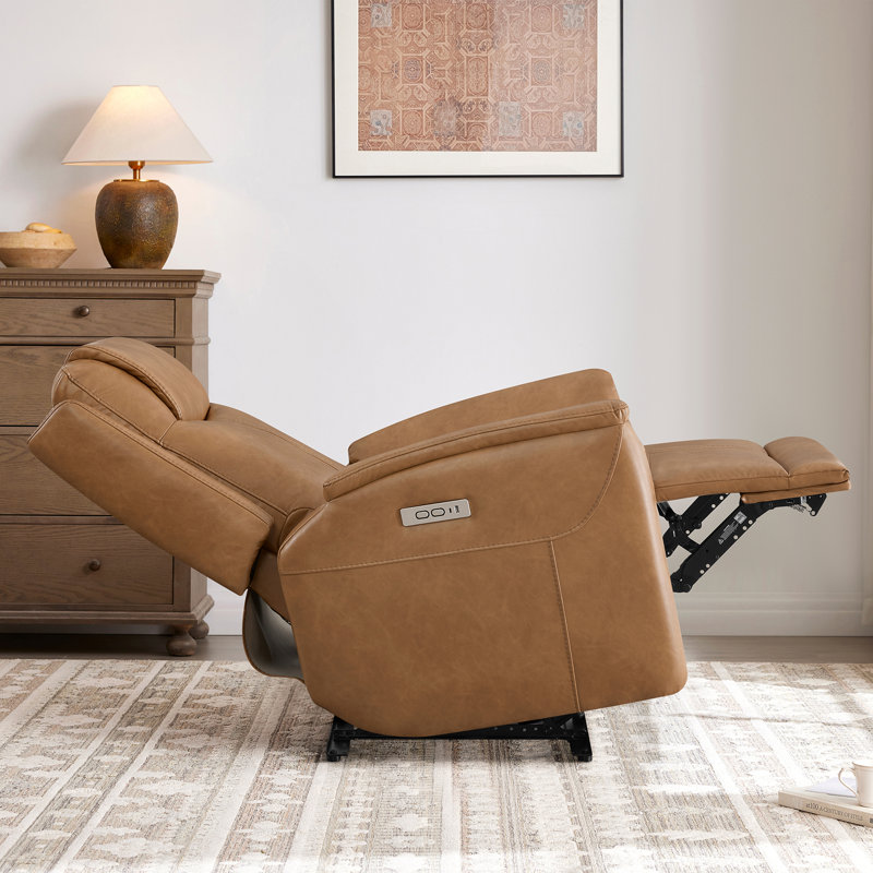Fauteuil inclinable électrique en cuir végétalien zéro gravité avec ports de charge USB et Type-C, Chameau