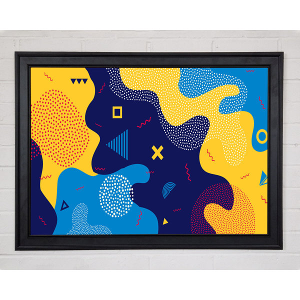 Ivy Bronx Blue And Yellow Modern Shapes Framed Print | Wayfair.co.uk