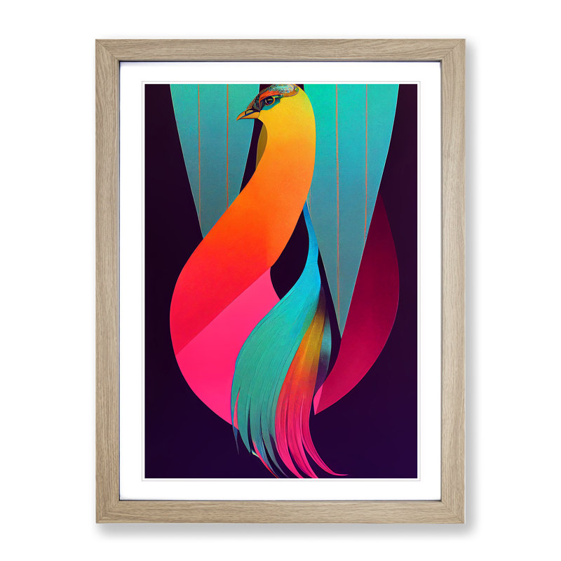 Abstract Bird No.5 - Wall Art, 64cm H x 46cm W x 2cm D, Oak Framed