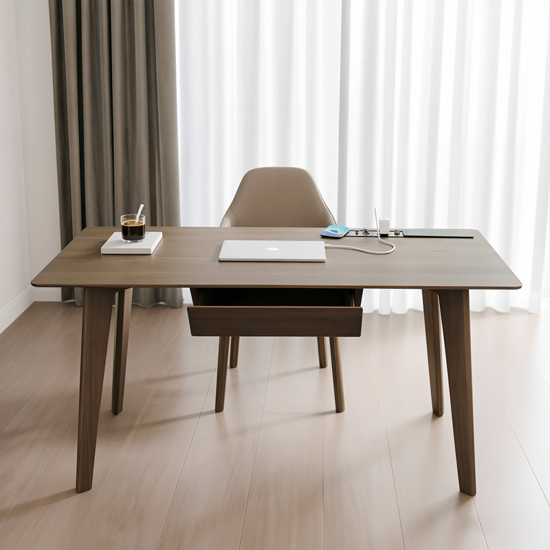 Bureau 47,24 "moderne en bois massif brun minimaliste, H 29,53 po x l 47,24 po x P 23,62 po
