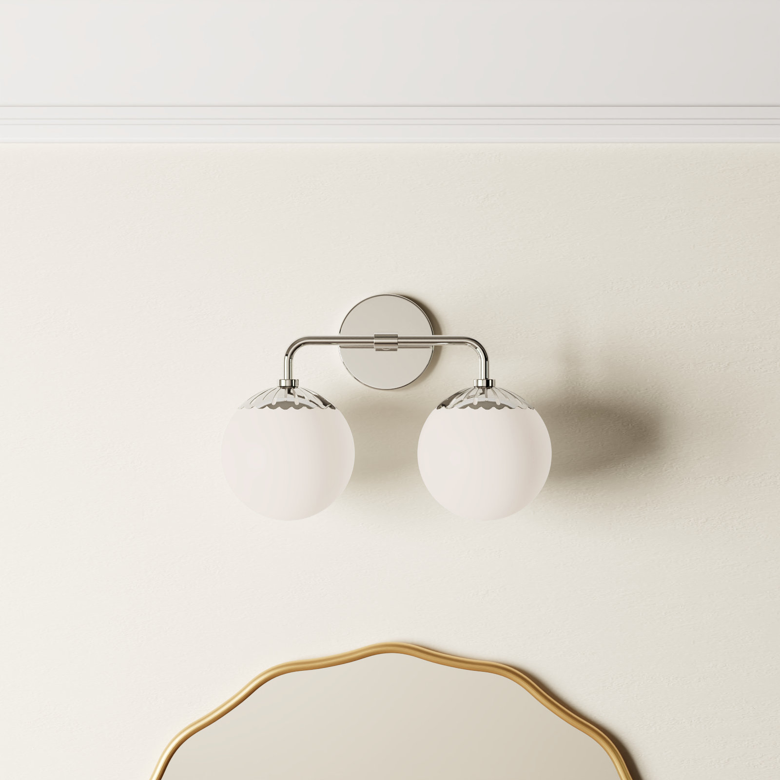 Deniaud 2 Light Vanity Light, Polished Nickel
