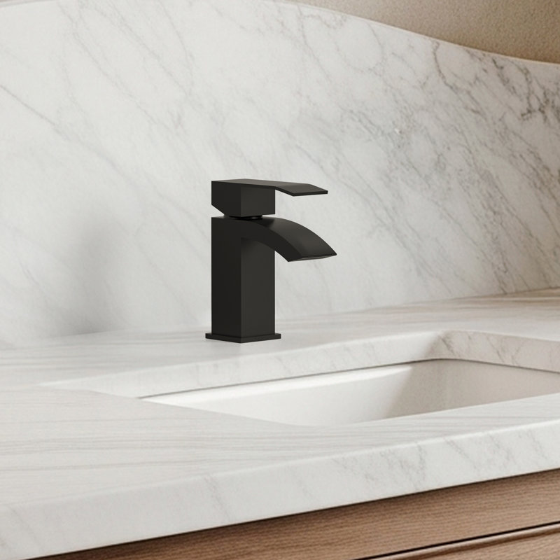 Single Hole Bathroom Faucet, Single Handle Sink Faucet with Drain Assembly, Matte Black