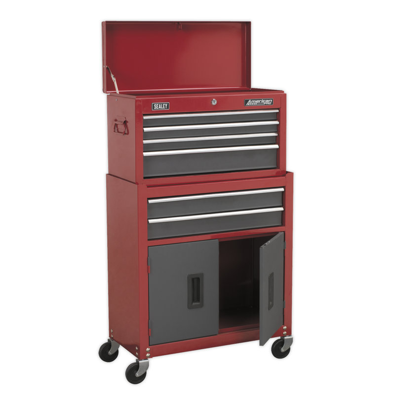 Metal Single Storage Cabinet ( 34cm H x 60cm W x 26cm D), Red/Grey