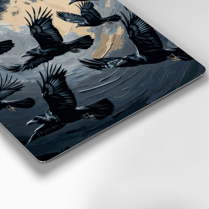 Birds American Crow, art mural gris en métal