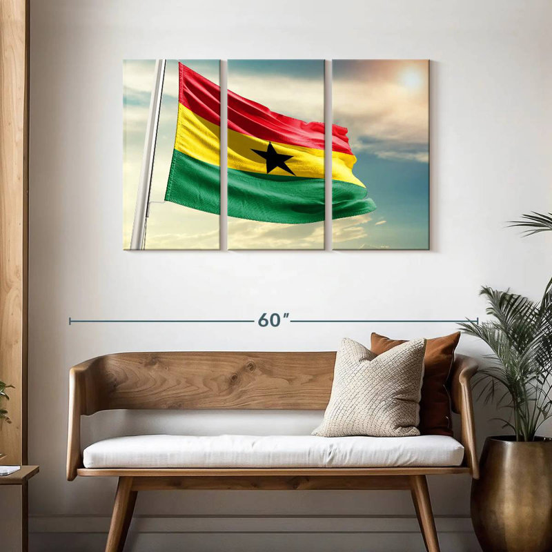 Borges Waving Ghana Flag, 28" H x 45" W