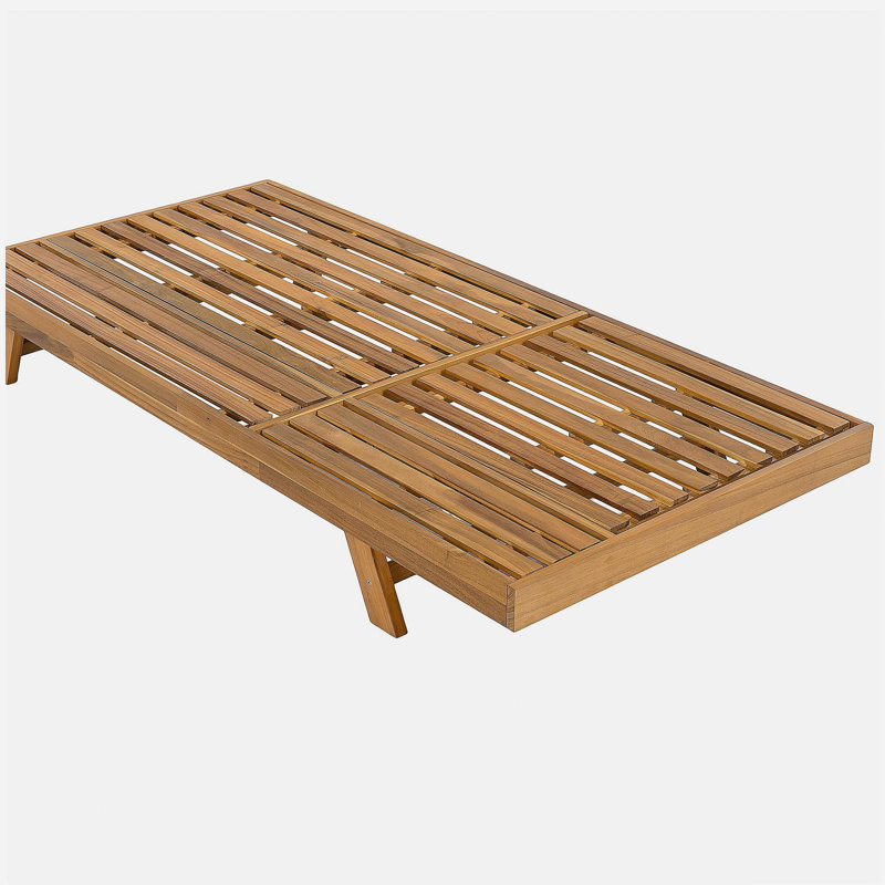 2/3 FOLDABLE ACACIA WOOD LOUNGE CHAIR WITH ADJUSTABLE BACKREST & FLAT STORAGE SURFACE, TEAK FINISH UNCUSHIONED, FOR BACKYARD POOL GARDEN PATIO