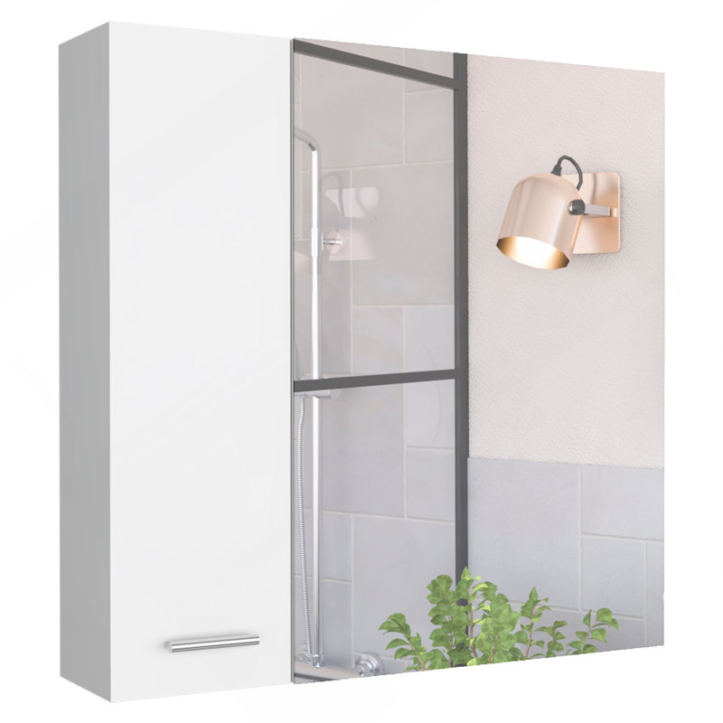 Armoire à double porte 23 "Medecine, quatre tablettes intérieures, blanc, Blanc