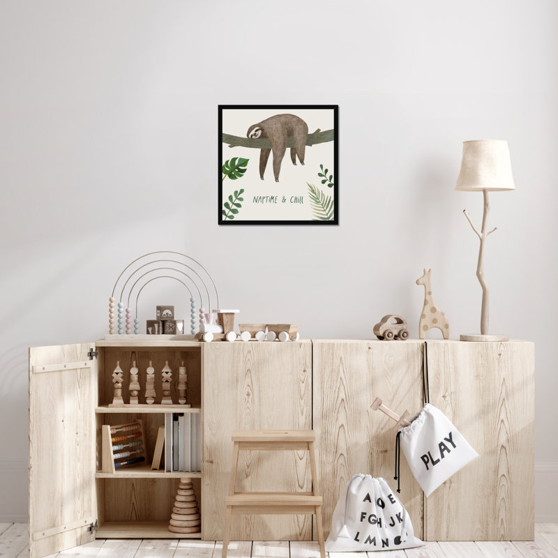 Sloth Sayings II by Victoria Borges - Wrapped Canvas Painting Print, 55cm H x 55cm W, Black Framed Paper Print