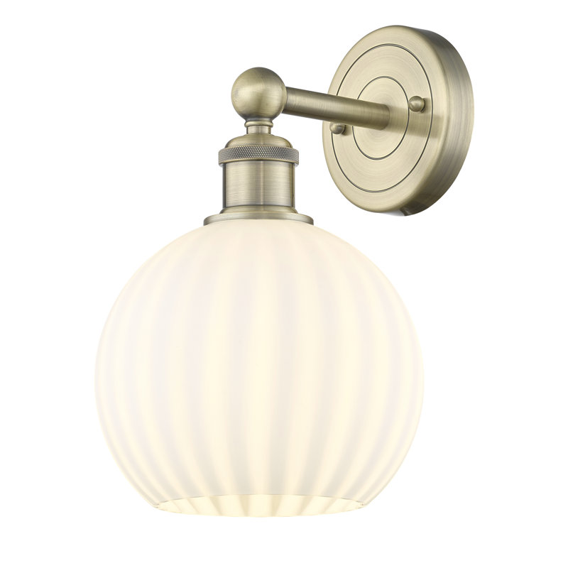 Applique murale 1 lumière Edison Venetian, H 12,25 po x l 8 po x P 8,5 po, Laiton antique