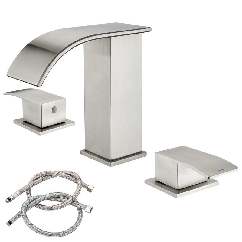 Robinet de salle de bain à 2 poignées avec drain, Nickel brossé