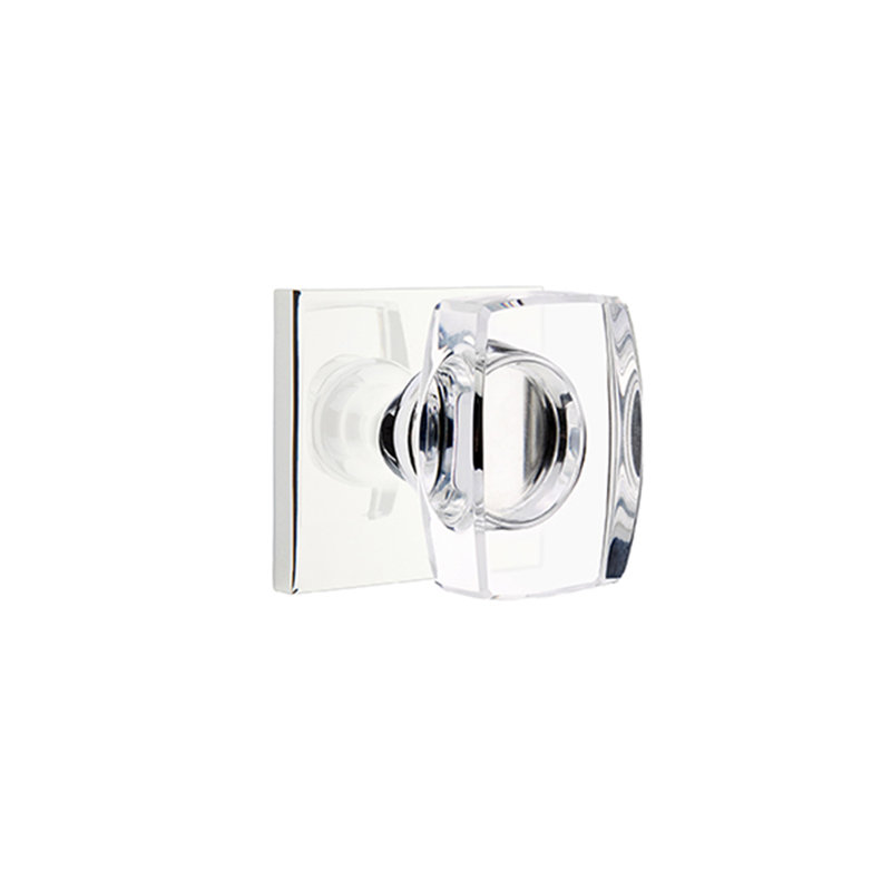 Double Dummy Windsor Crystal Knob with Square Rose, Polished Chrome