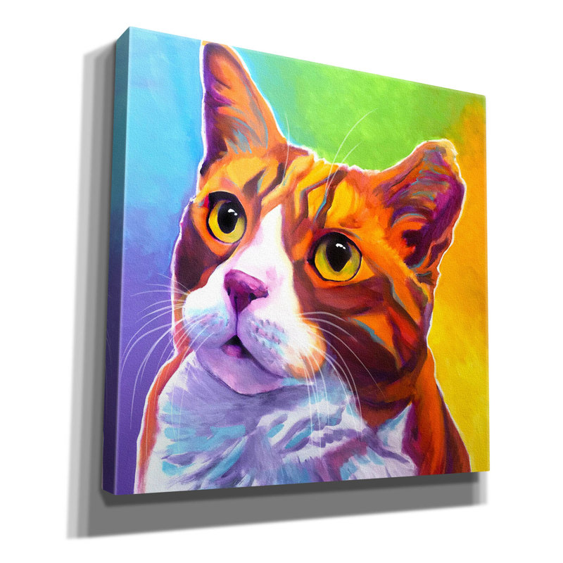 «Cat - Ernie» par Dawg Painter, art mural sur toile, H 12 po x l 12 po x P 0,75 po