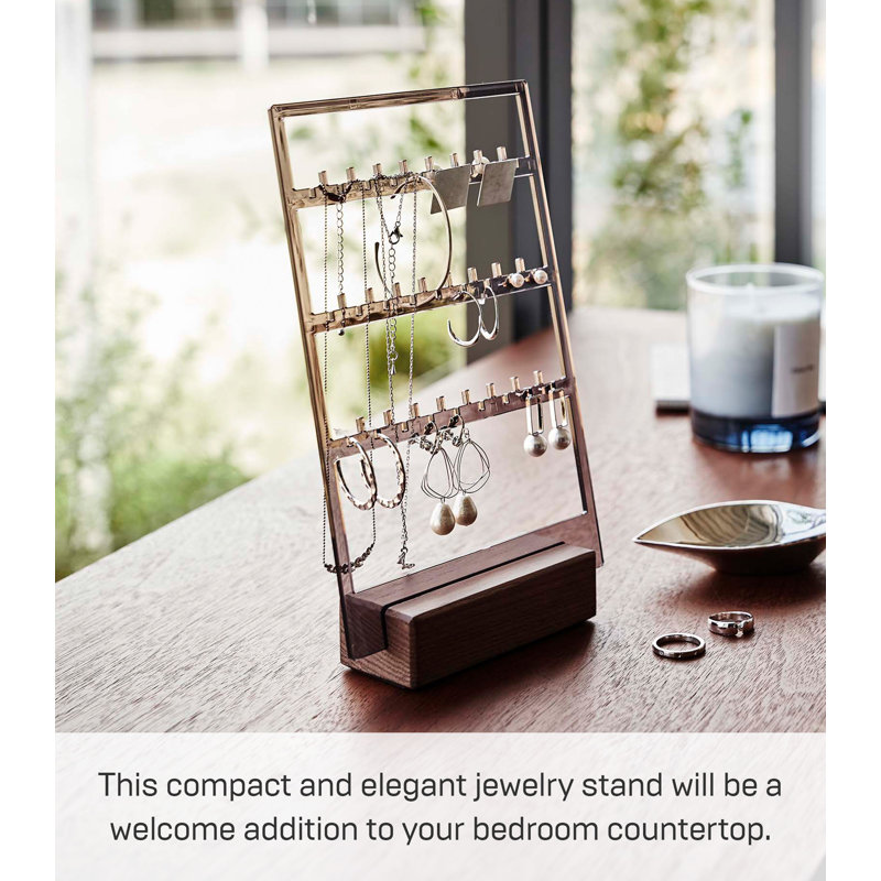 Slim Walnut Wood Jewelry Organizer for Women
