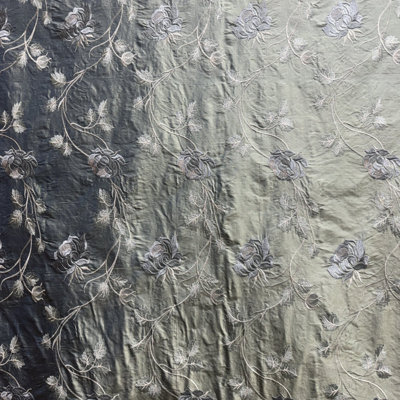 Tamil Fabric | Floral Embroidered Silk Fabric | Drapery & Curtain Fabric