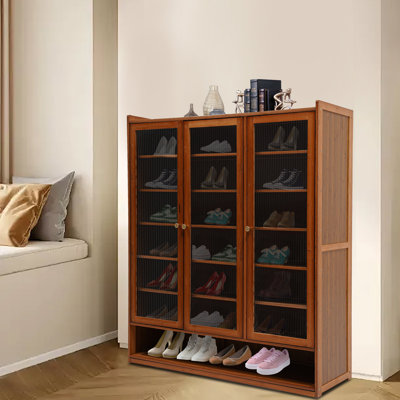 Range-chaussures 20 portes en bambou avec portes