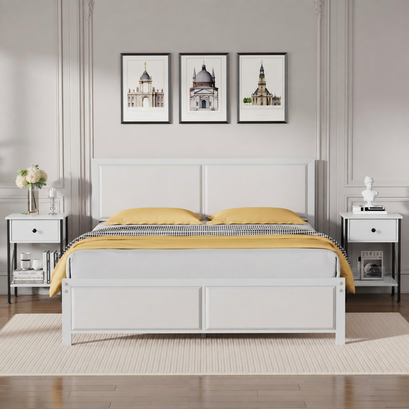 Ensemble de chambre à coucher de 3 pièces Kempst, Double, Blanc
