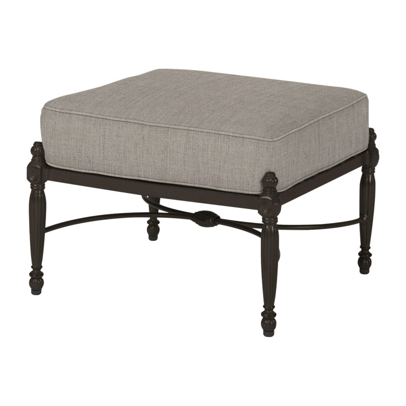 Bel Air Outdoor Ottoman, Cast Ash Sunbrella® Plainweave, Midnight Gold