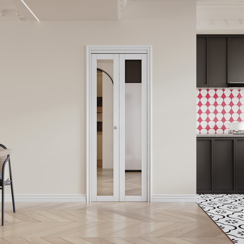 Porte pliante en bois manufacturé massif 1-Lite H 28 po x 80 po avec quincaillerie d'installation, 28 po x 80 po