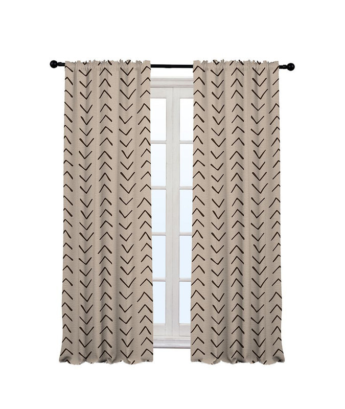 Bohemian Room Lined Single Panel Curtain, 140cm Width x 225cm Drop, Ecru
