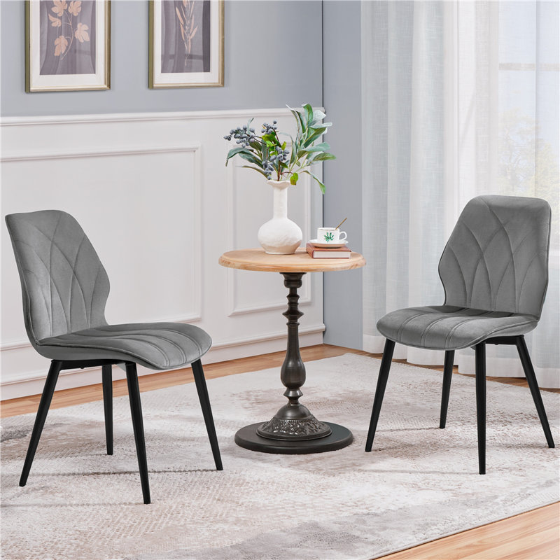 82cm H Upholstered Dining Chair Side Chair, Velvet/Light Grey