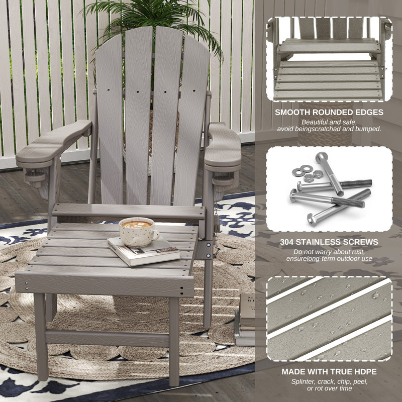 Chaise Adirondack pliante Hdpe , Bois
