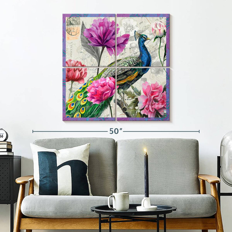 Brampt Peacock Floral Collage