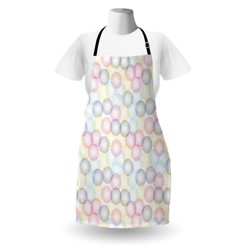 Hokku Designs tablier géométrique unisex moderne pointillisme rond taille adulte blanc et multicolore