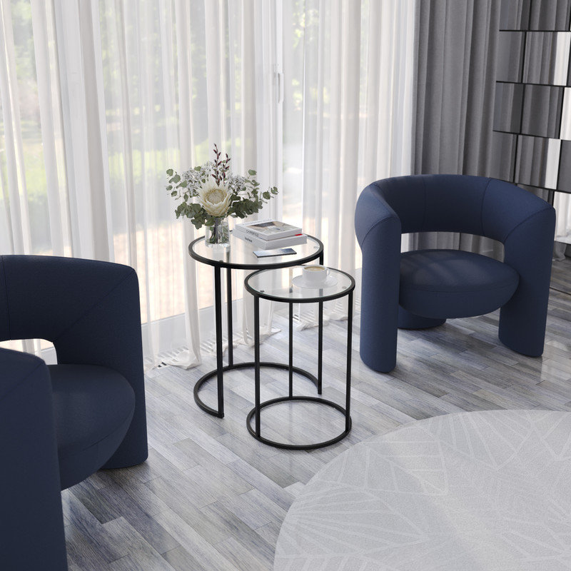 Shkar Three Leg Coffee Table, Transparent, Black