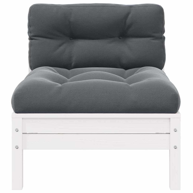 Canapé d'extérieur de 25 po de largeur avec coussins Damesha, Gris, Blanc