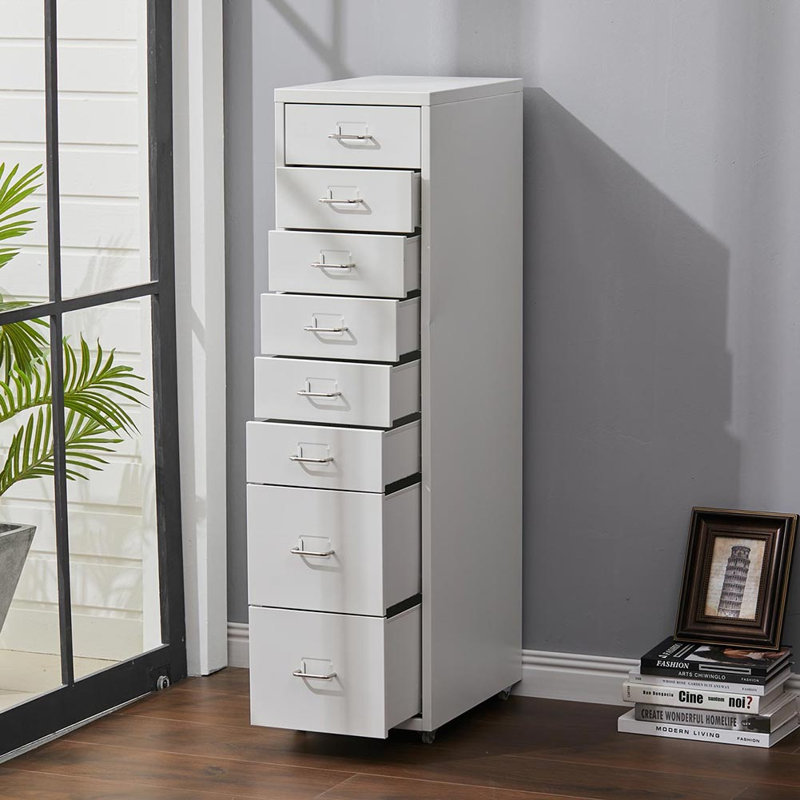 Eumeka 28cm Wide 8 -Drawer File Cabinet, White