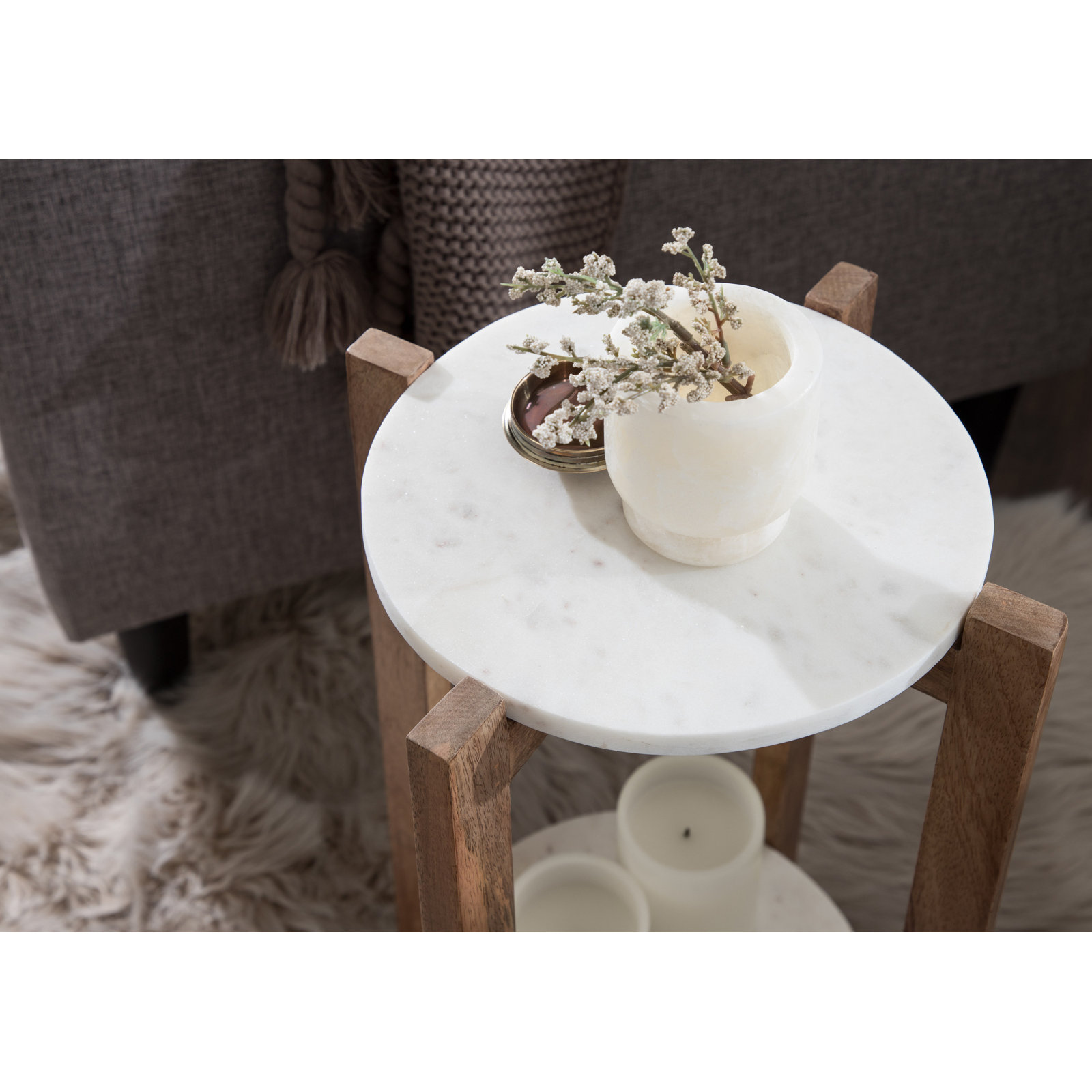 Oakdale Multi-Tiered Plant Stand, Natural/White, 25" H x 12" W x 12" D