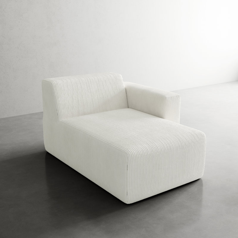 Chaise longue simple en velours côtelé Berlare, Beige