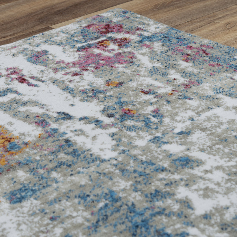 Tapis gris / bleu Pavert, Rectangle 5 pi 2 po x 7 pi 9 po