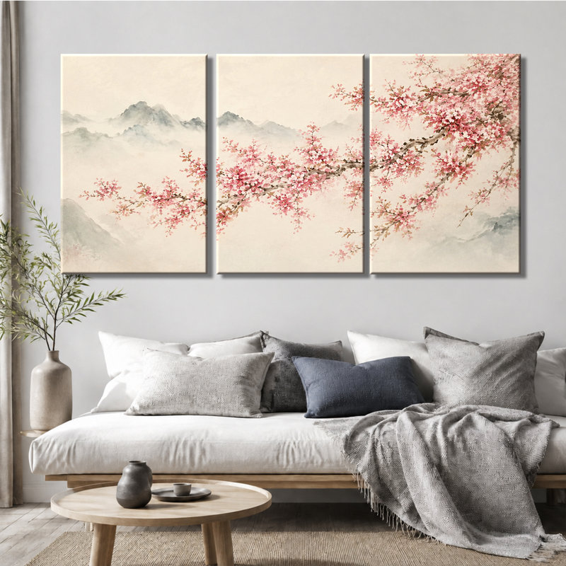 3 panneaux muraux, impression sur toile Cherry Blossom, 12*18inch*3