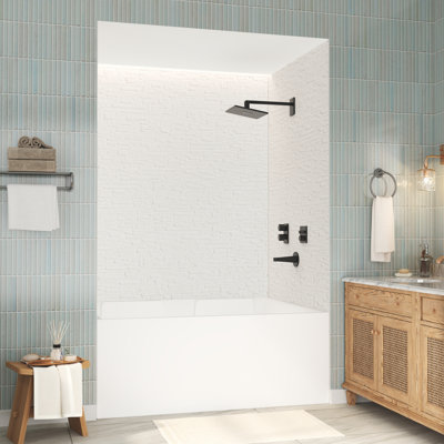 60"W 96"H 36/48"D Upgraded 5mm Thickness SMC Shower Wall Surround, Flat Surface, Quick Installation