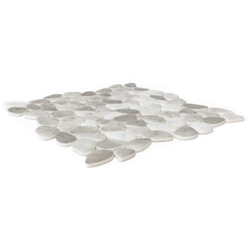 Huron Glass Pebbles Mosaic Tile, Silverado