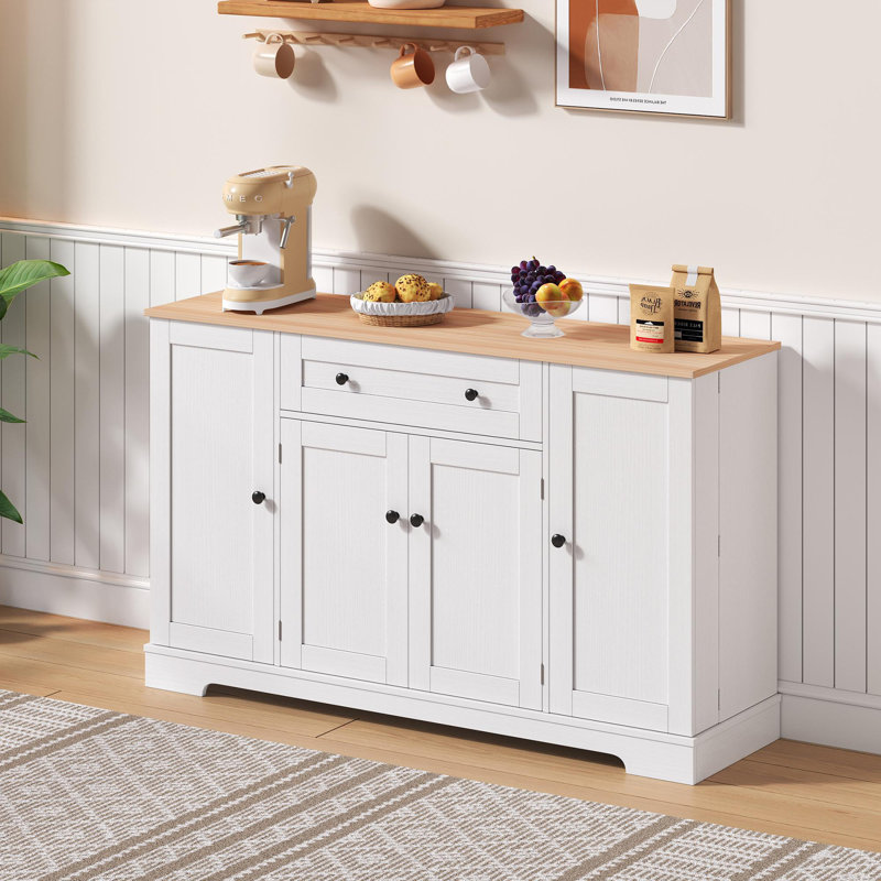 Kitchen Island With 1 Drawer And 4 Doors, White