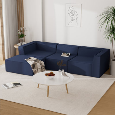 Canapé modulaire Boneless avec méridienne, siège en forme de L profond et mousse compressée