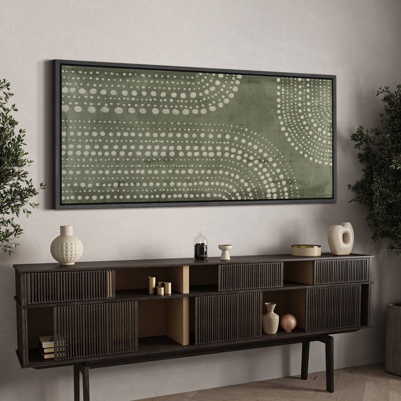 Geometric Line " Abstract Dot Matrix Canvas Art In Olive Tones Antique Retro Colorful Bedroom Large Wall Decor " by Abstract Dot Matrix Canvas Art In Olive Tones