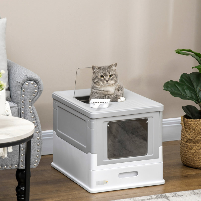 Coffre à chat gris