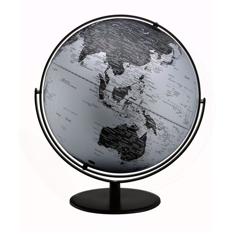 20.5" Tall-black and Silver Globe with 3D Mountain Landscape