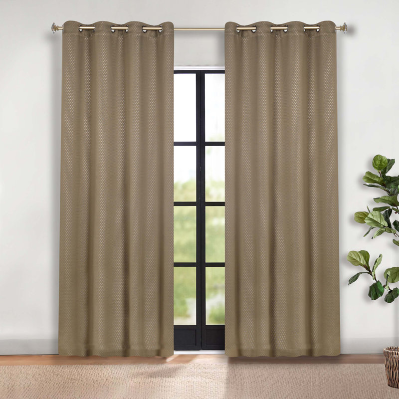 Ensemble de rideaux obscurcissants à motif géométrique abstrait Wiechmann, Vert olive, l 52 po x L 84 po